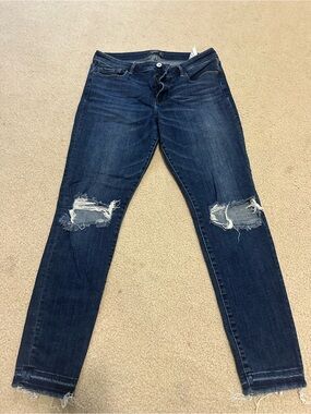 Abercrombie Dark Blue Distressed Women's Skinny Jeans